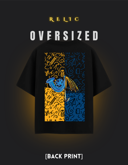 Blue French Horn/Yellow Umbrella (Back Print)